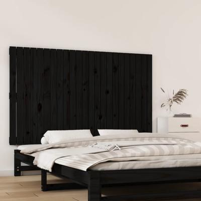 Wandhoofdbord 147x3x90 cm massief grenenhout zwart