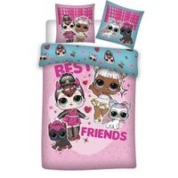 Carbotex dekbedovertrek L.O.L. 140 x 200 cm katoen roze/blauw - thumbnail