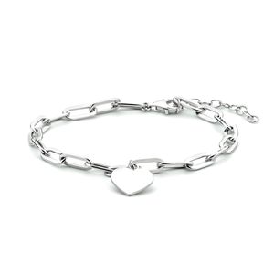 Armband Hart-Paperclip zilver 4,0 mm 16-19 cm