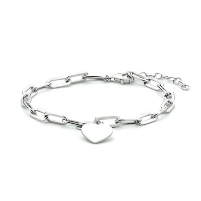 Armband Hart-Paperclip zilver 4,0 mm 16-19 cm