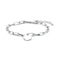 Armband Hart-Paperclip zilver 4,0 mm 16-19 cm