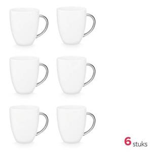 vtwonen Mokken met oor - Wit - Zilver - Set van 6 - 250ml