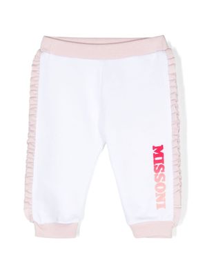 Missoni Kids pantalon de jogging volanté à logo imprimé - Blanc