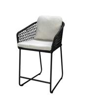 Bara high dining chair alu black/rope black/wool white AW incl. kussens - Yoi