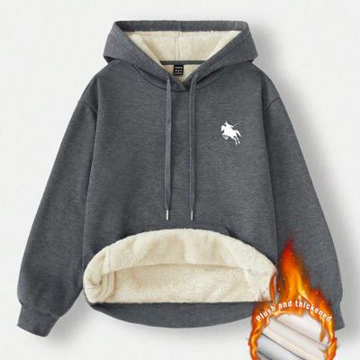 Bon&Bon Women's Loose Casual Gray Hoodie | Warm Long Sleeve Pullover Grey-4 / XS