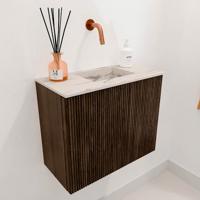 Toiletmeubel Mondiaz Joya Dlux | 50 cm | Meubelkleur Walnut | Faye wastafel Nata Wasbak Rechts | Zonder kraangat(en)