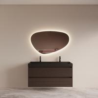 Badmeubelset BWS Riga met Lako Wastafel Zwart 120 cm Bruin Eiken