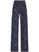 ETRO pantalon droit à fleurs en jacquard - Bleu