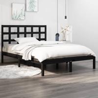 Bedframe massief hout zwart 140x190 cm