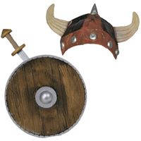 Viking verkleed accessoire set met helm zwaard en schild - thumbnail