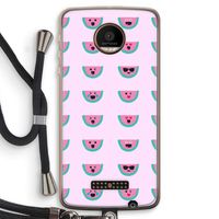 Smiley watermeloenprint: Motorola Moto Z Force Transparant Hoesje met koord