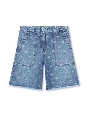 Givenchy Kids short en jean à motif 4G - Bleu