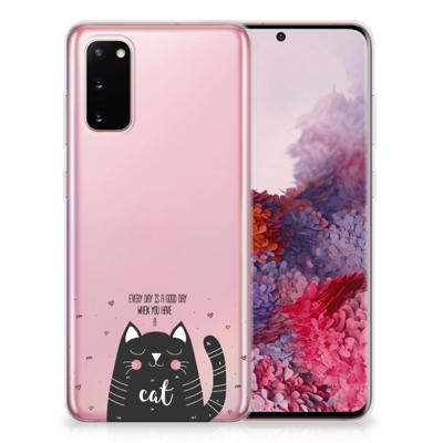 Samsung Galaxy S20 Telefoonhoesje met Naam Cat Good Day Samsung Galaxy S20 Telefoonhoesje met Naam Cat Good Day
