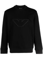 Emporio Armani logo-embossed cotton sweatshirt - Noir - thumbnail