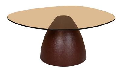Sohome Organische Salontafel 'Jacky' Glas en gecoat staal, 86 x 76cm, kleur Burgundy