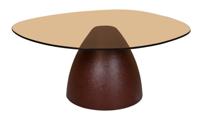 Sohome Organische Salontafel 'Jacky' Glas en gecoat staal, 86 x 76cm, kleur Burgundy