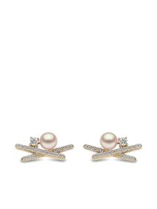 Yoko London puces d'oreilles Sleek en or 18ct ornées de perles d'Akoya et diamants