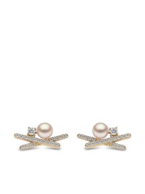 Yoko London puces d'oreilles Sleek en or 18ct ornées de perles d'Akoya et diamants