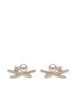 Yoko London puces d'oreilles Sleek en or 18ct ornées de perles d'Akoya et diamants - thumbnail