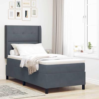Boxspringbed met matras fluweel donkergrijs 80x200 cm