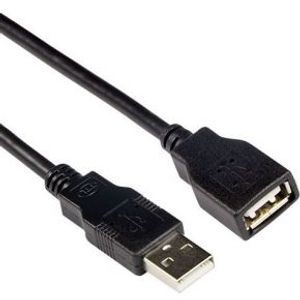 ACT USB 2.0 A male - USB A female zwart 3,00 m