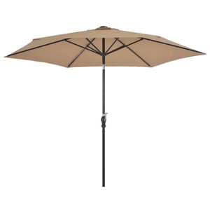 VidaXL Parasol met led-verlichting en stalen paal 300 cm taupe