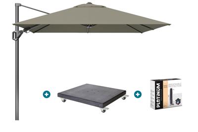 Platinum Voyager zweefparasol T2 2,7x2,7 m. - Taupe met Modena voet en hoes