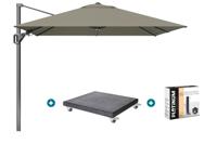 Platinum Voyager zweefparasol T2 2,7x2,7 m. - Taupe met Modena voet en hoes