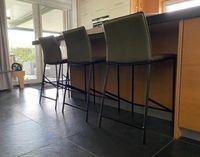 Set van 3 leren barstoelen - groen leer - Echt leer, Industrieel, ontdek de vele Leersoorten en Kleuren bij ShopX