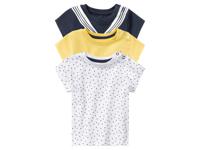 lupilu 3 baby t-shirts (62/68, Wit/geel/marine) - thumbnail