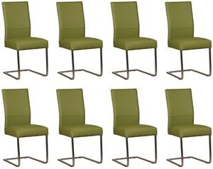 Set van 8 Groene leren industriële eetkamerstoelen Remix - poot vierkant rvs - Toledo Leer Apple Green (groen leer)