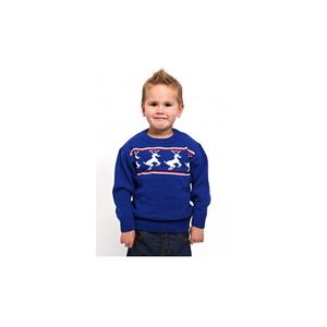 Blauwe kerst ski polo voor kinderen 7-8 jaar  -