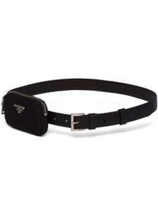 Prada pochette zippée à plaque logo - Noir