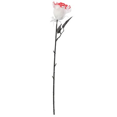 Halloween accessoires bloemen - witte rozen met bloedspetters - 50 cm Halloween accessoires bloemen - witte rozen met bloedspetters - 50 cm