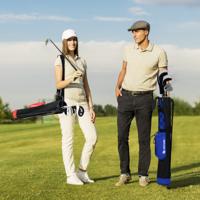 Golf-standtas met 2 Vakken & Regenhoes Golf Tas Licht met Schouderriem Blauw