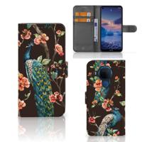 Nokia 5.4 | Telefoonhoesje | Met pasjeshouder | Pauw met Bloemen