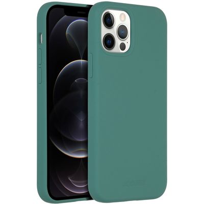 AccezzLiquid Silicone Backcover met MagSafe iPhone 12 (Pro) Telefoonhoesje Groen