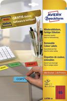 Etiket avery l4790-20 38.1x21.2mm rood 1300st