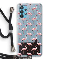 Flamingoprint groen: Samsung Galaxy A32 4G Transparant Hoesje met koord