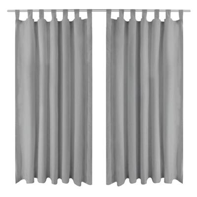 VidaXL Micro-satijnen gordijnen met lussen 140x245 cm grijs 2 st
