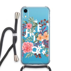 Hello in flowers: iPhone XR Transparant Hoesje met koord