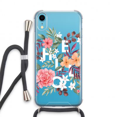Hello in flowers: iPhone XR Transparant Hoesje met koord