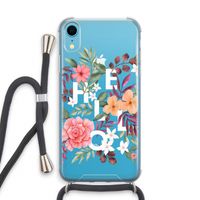 Hello in flowers: iPhone XR Transparant Hoesje met koord Hello in flowers: iPhone XR Transparant Hoesje met koord