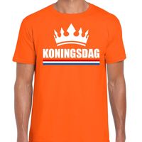 Oranje Koningsdag met kroon shirt heren - thumbnail