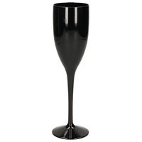 Onbreekbaar champagne/prosecco flute glas zwart kunststof 15 cl/150 ml   -