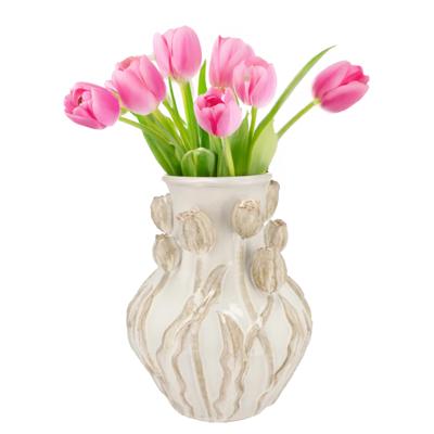 DK Design Bloemenvaas Mara - wit/creme - 28 x 28 x 35 cm - tulpvormige hals - moderne vaas DK Design Bloemenvaas Mara - wit/creme - 28 x 28 x 35 cm - tulpvormige hals - moderne vaas