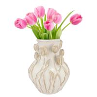 DK Design Bloemenvaas Mara - wit/creme - 28 x 28 x 35 cm - tulpvormige hals - moderne vaas