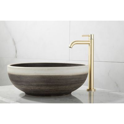 Fonteinkraan SaniClear Brass | Opbouw | Koudwater kraan | Hoog model | 1-hendel | Rond | Geborsteld messing - mat goud