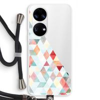 Gekleurde driehoekjes pastel: Huawei P50 Transparant Hoesje met koord