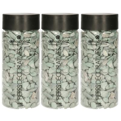 Atmosphera Kleine decoratie/hobby steentjes - 3x - groen/grijs - 750 gram - vazen vulling